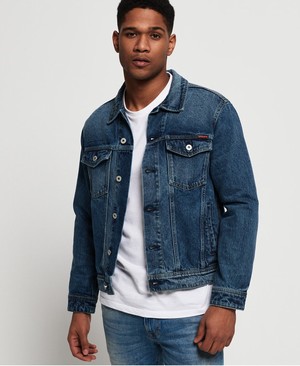 Superdry Highwayman Trucker Denim Férfi Kabát Kék | CHQZG9310